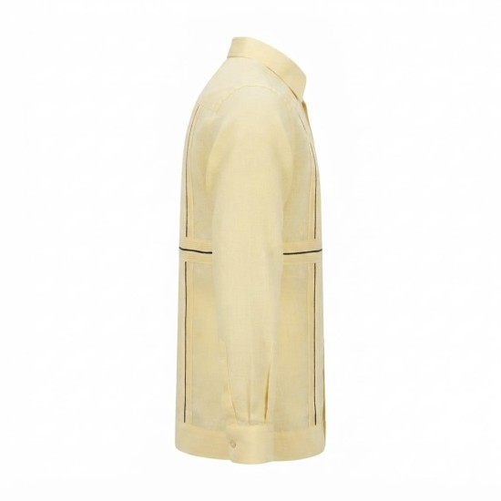 Chemise à manches longues en lin à motifs ethniques | Lumeni.ci