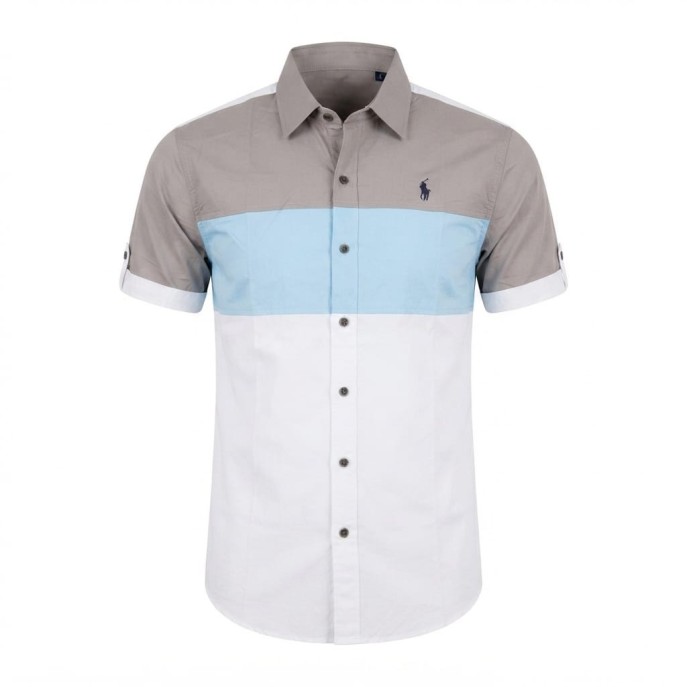 Chemise élégante à manches courtes bicolore | Lumeni.ci